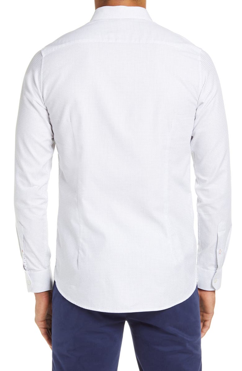 Ted Baker London Lintsy Slim Fit Microprint Button-Up Shirt, Alternate, color, White