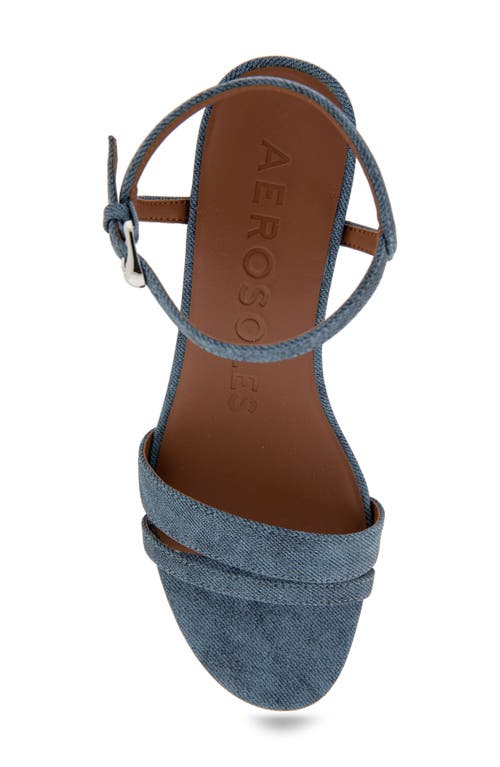 Shop Aerosoles Witt Wedge Sandal In Blue Denim Faux Leather