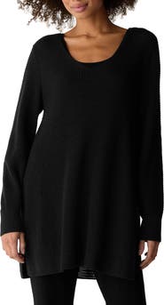 Eileen Fisher Organic Cotton Blend Scoop Neck Tunic Sweater