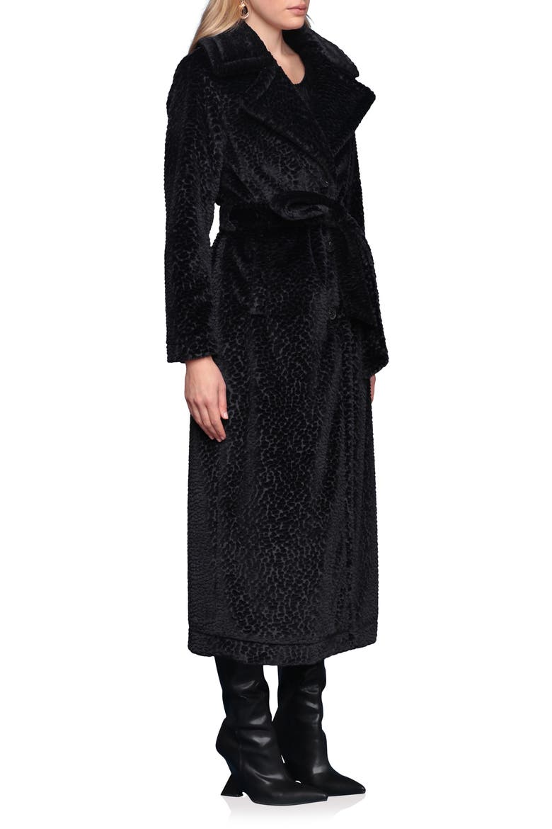 Faux Shearling Maxi Coat, Alternate, color, BLACK