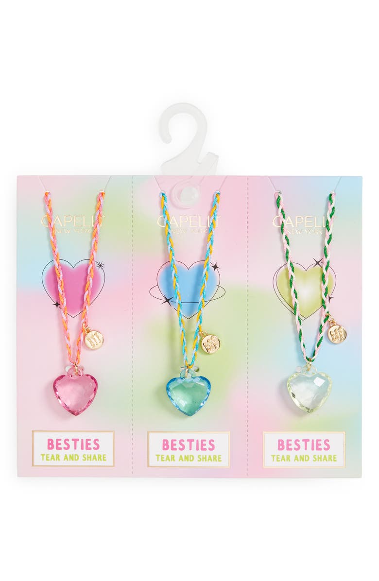 Capelli New York Kids' BFF Assorted 3-Pack Braided Heart Necklace, Main, color,