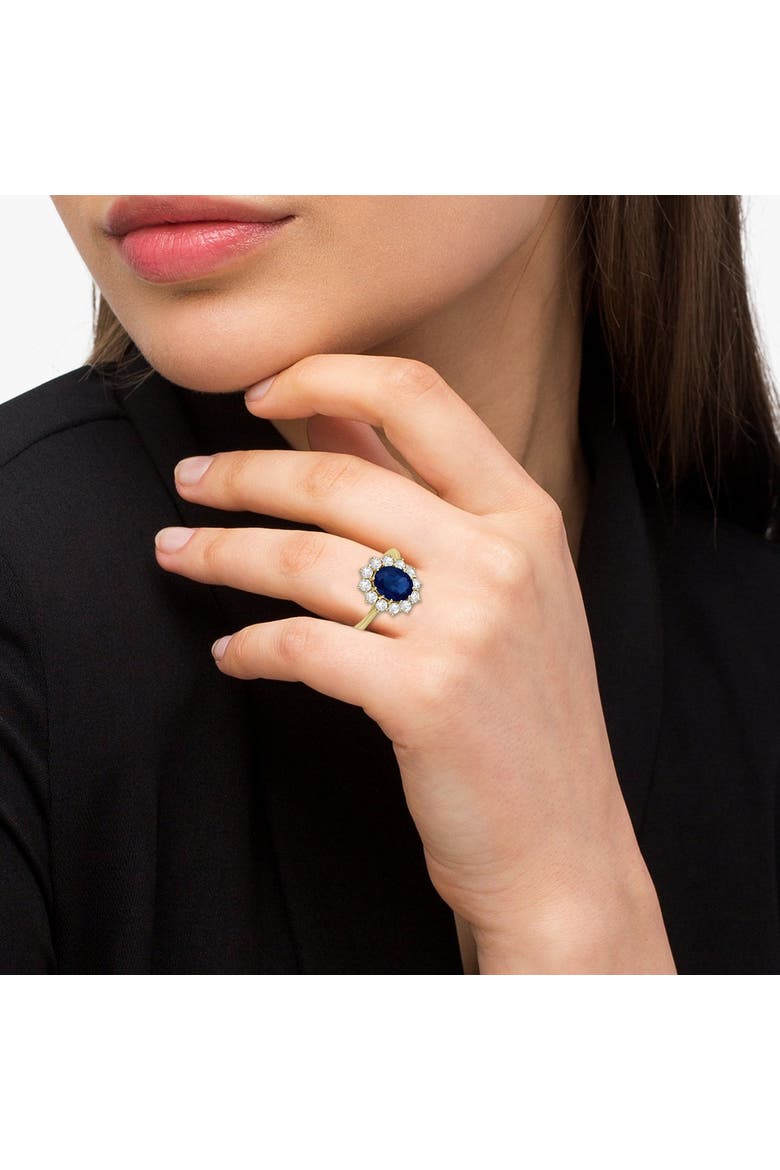 Oval Blue Sapphire & Diamond Accented Ring 14k, Alternate, color, Yellow Gold