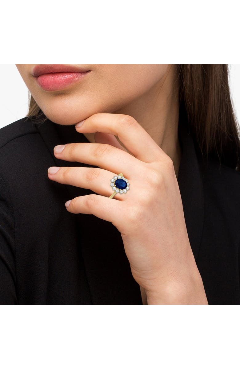 ALLUREZ Oval Blue Sapphire & Diamond Accented Ring 14k, Alternate, color, Yellow Gold