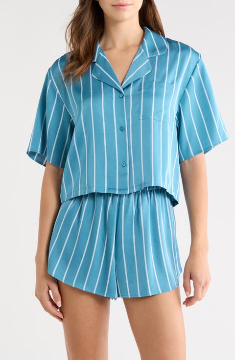 Boxy Stretch Satin Short Pajamas