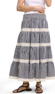 Nobody's Child Leonor Tiered Lace Trim Cotton Skirt