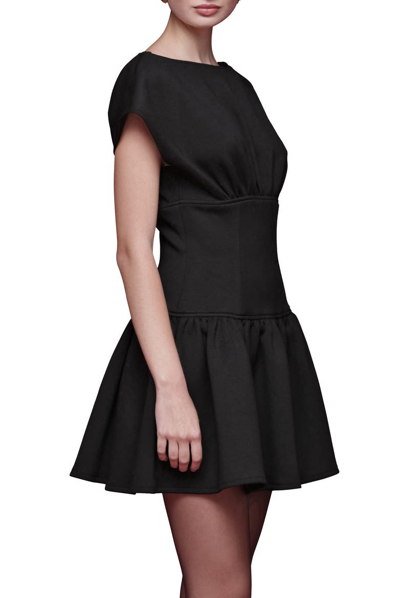 Bateau Neck Stretch Minidress, Alternate, color, BLACK