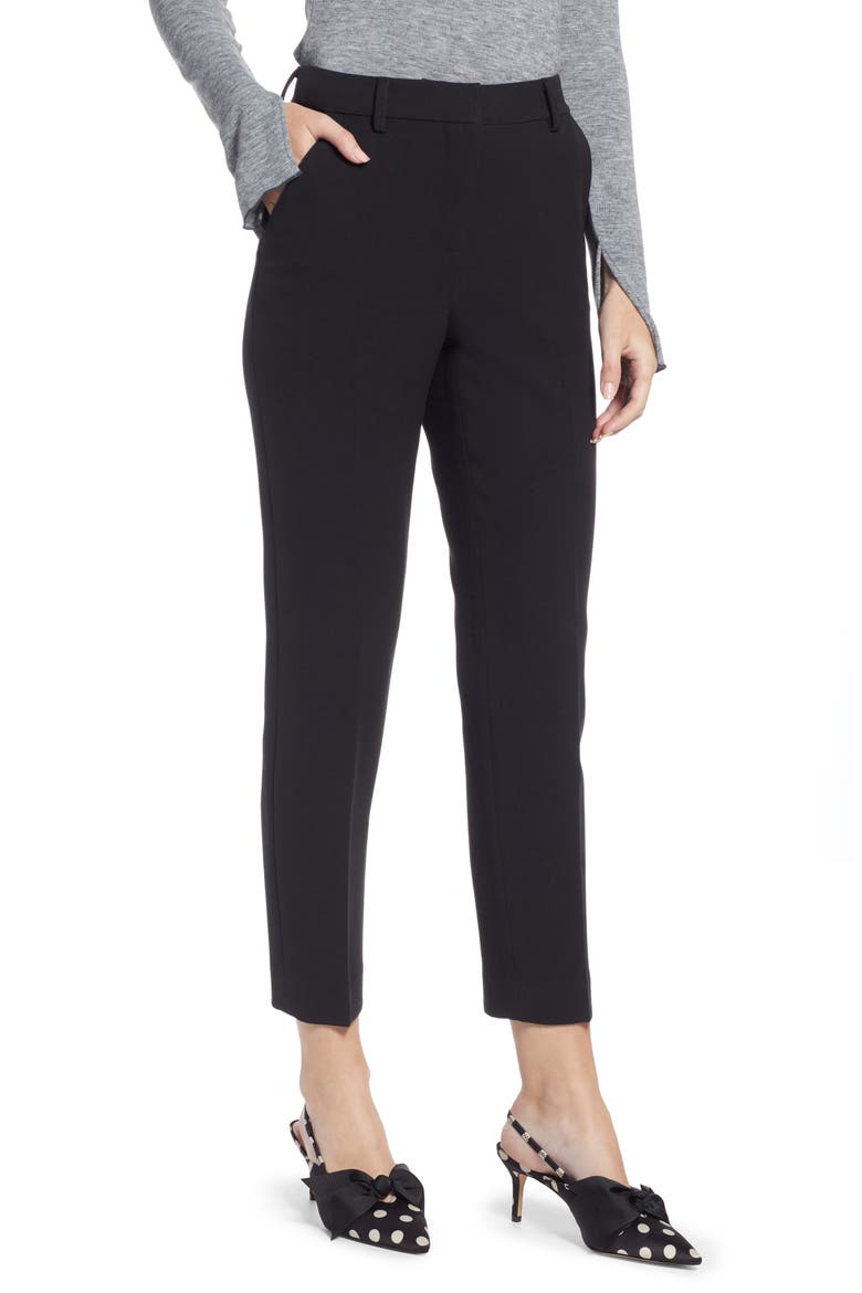 Flat Front Trousers (Nordstrom Exclusive), Main, color, BLACK