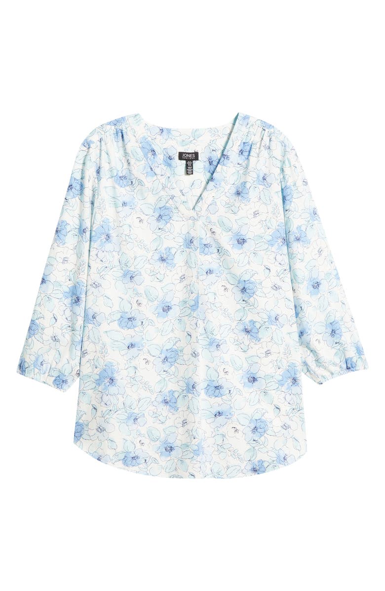 Jones New York Floral V-Neck Linen Blend Tunic, Alternate, color, 