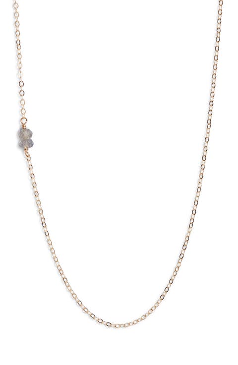Semiprecious Stone Station Chain Necklace