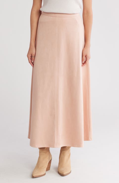 Front Seam A-Line Midi Skirt