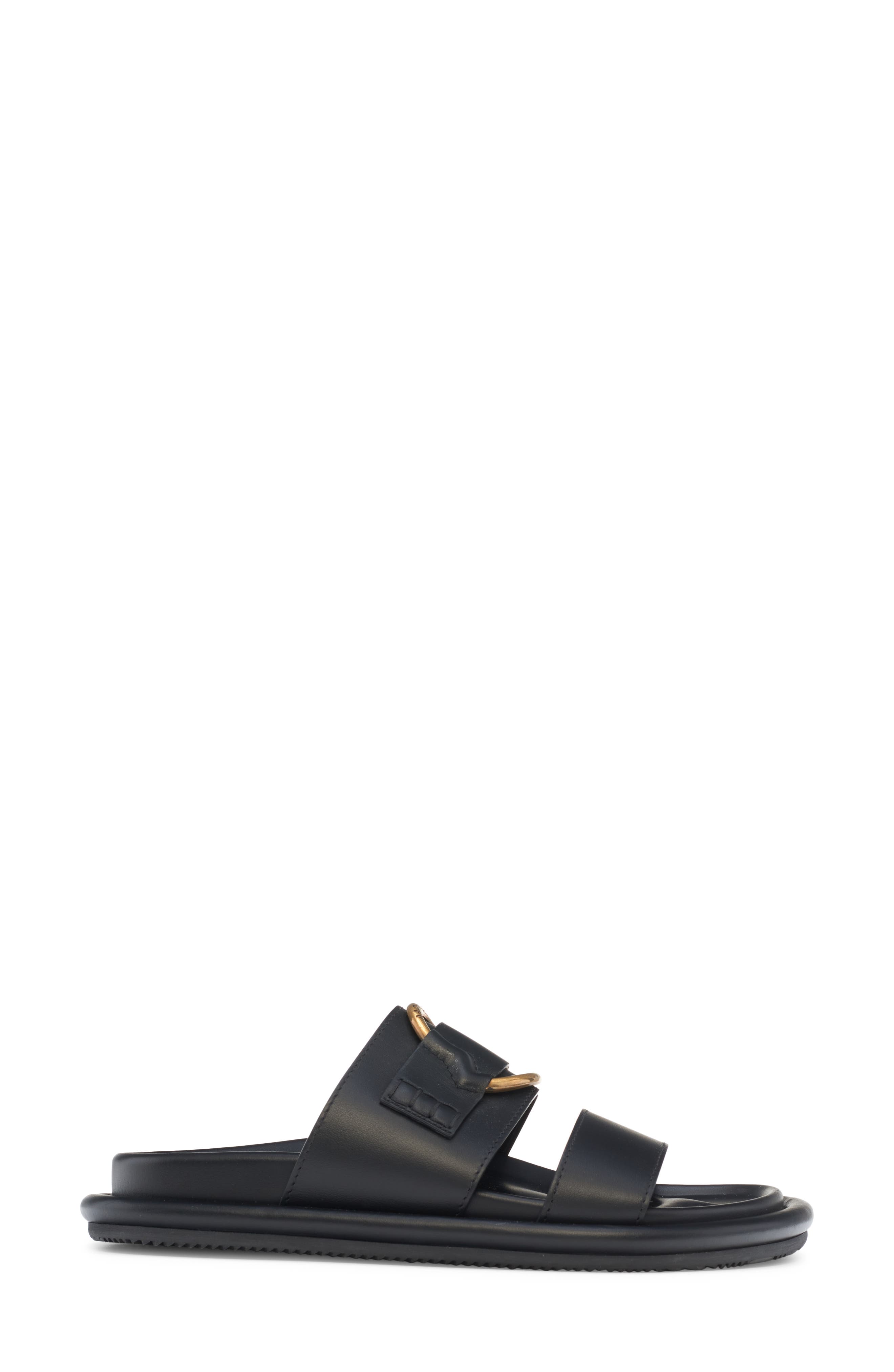 Moncler Bell Slide Sandal, Alternate, color, Black