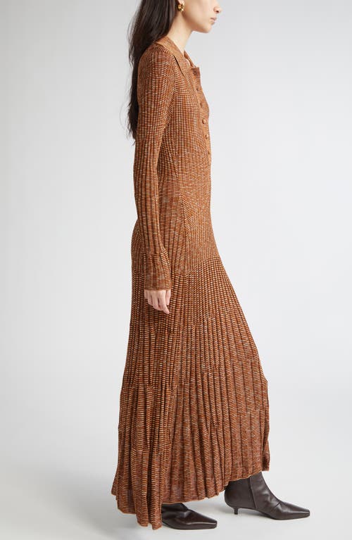 Zimmermann Mouline Long Sleeve Rib Maxi Sweater Dress In Brown