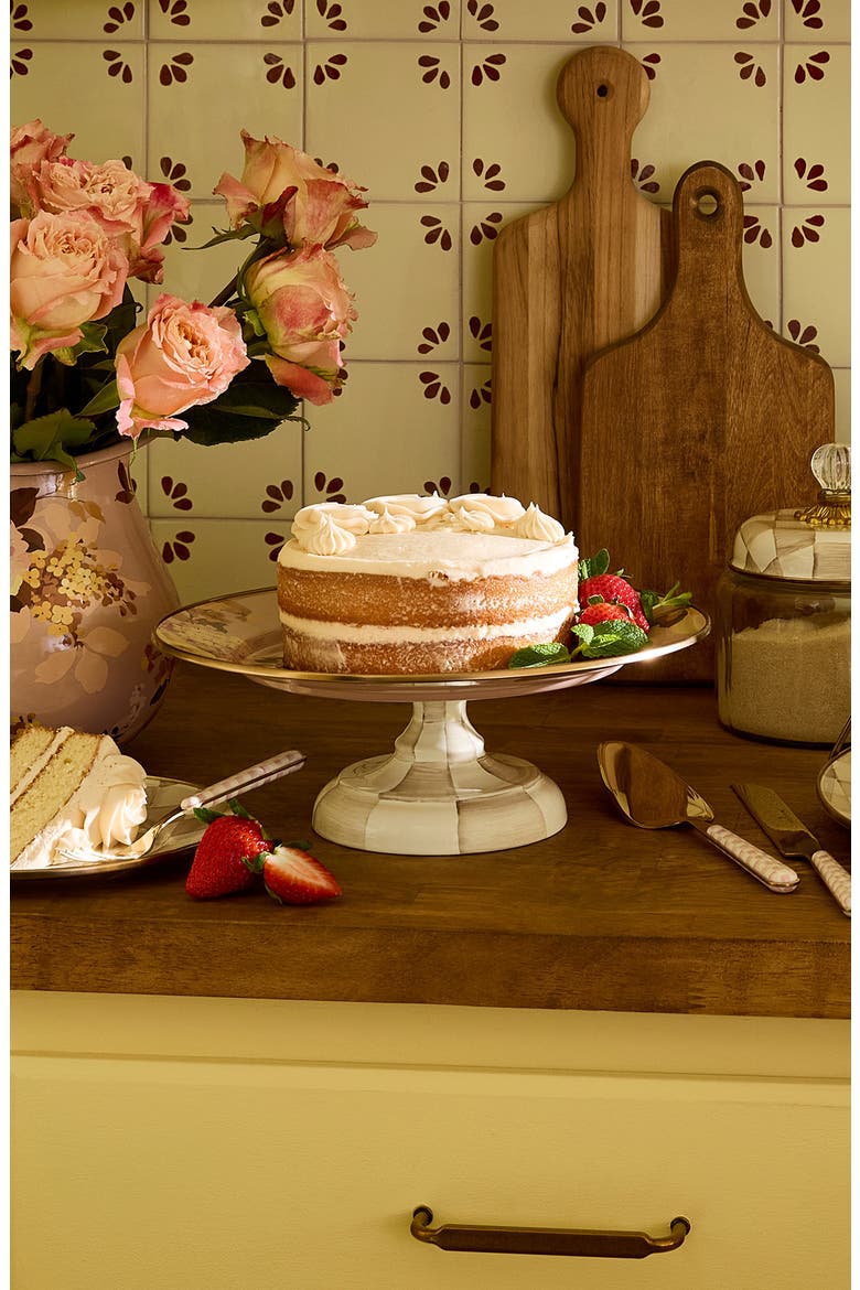 Wild Rose Mauve Small Pedestal Platter, Alternate, color, MAUVE