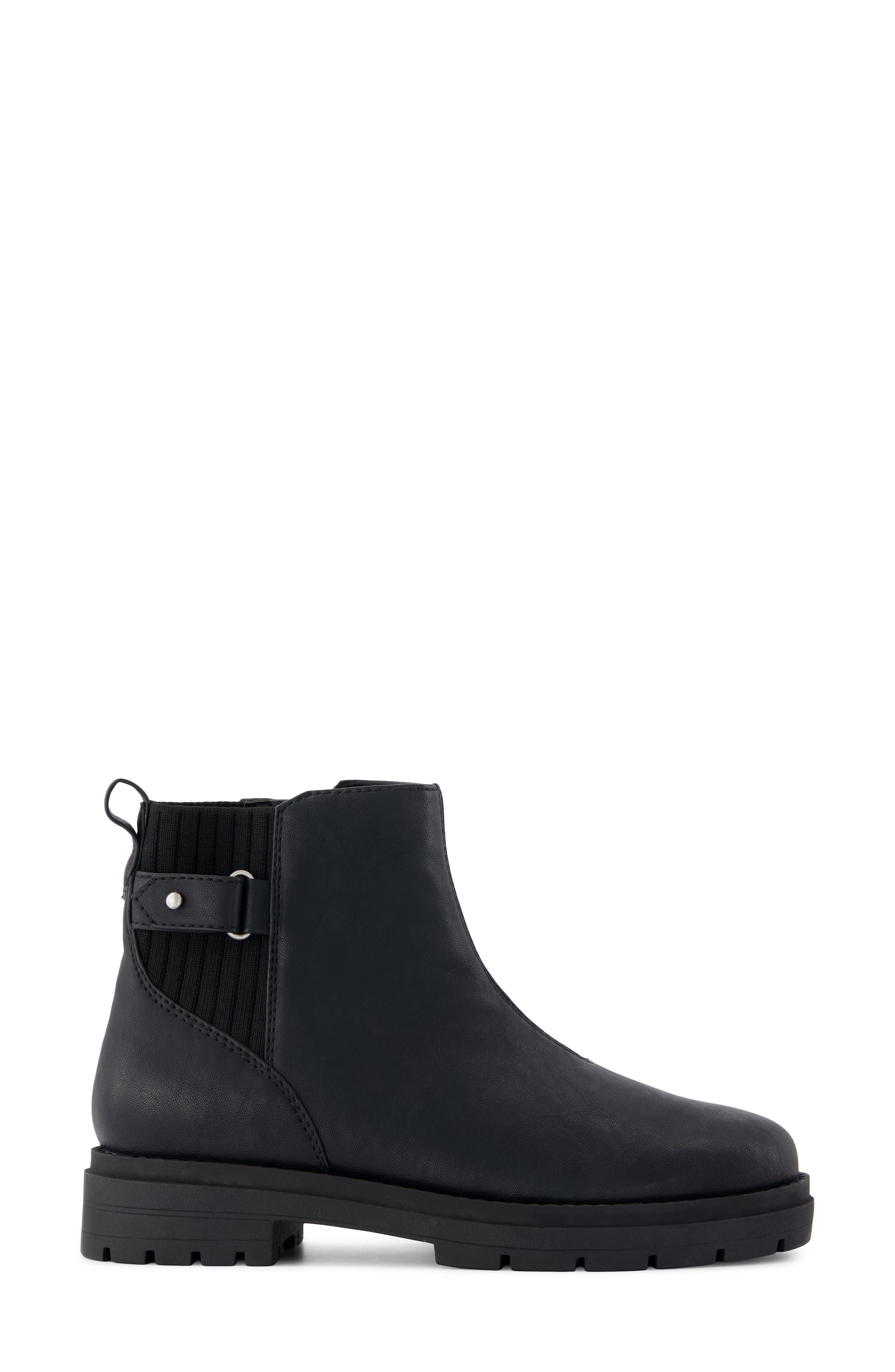 Leather Chelsea Bootie, Alternate, color, BLACK