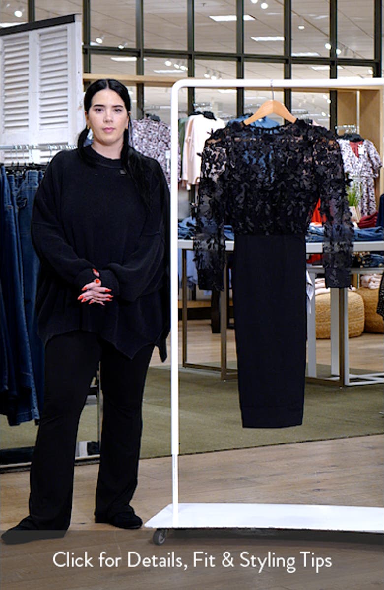 Pilar Mixed Media Long Sleeve Cocktail Sheath Dress, sales video thumbnail