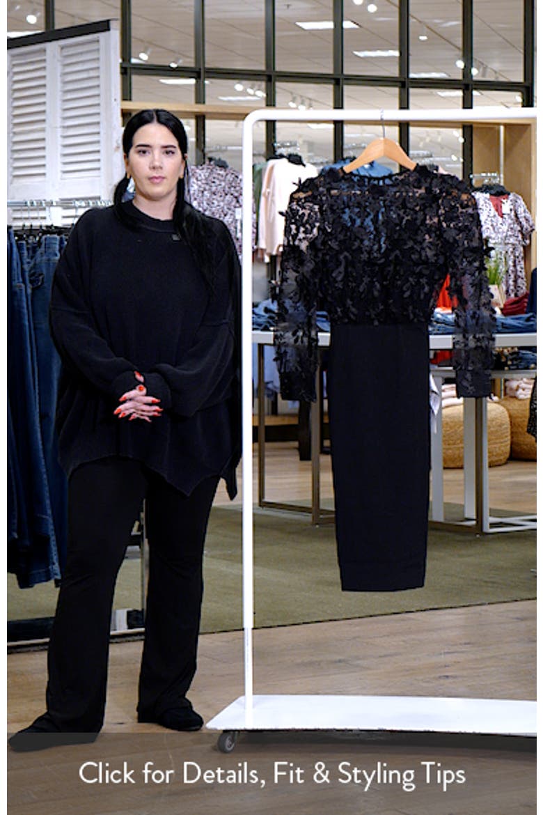 Pilar Mixed Media Long Sleeve Cocktail Sheath Dress video