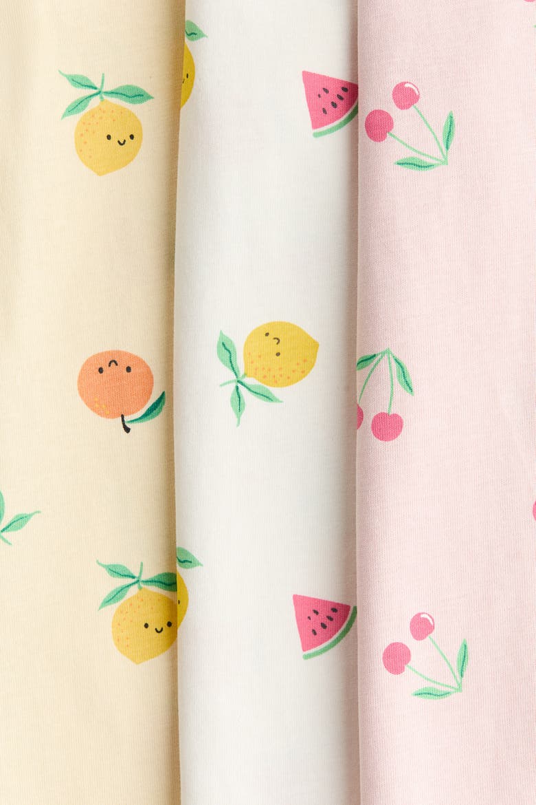 3-pack Short Cotton Sleepsuits, Alternate, color, Light pink/cherries
