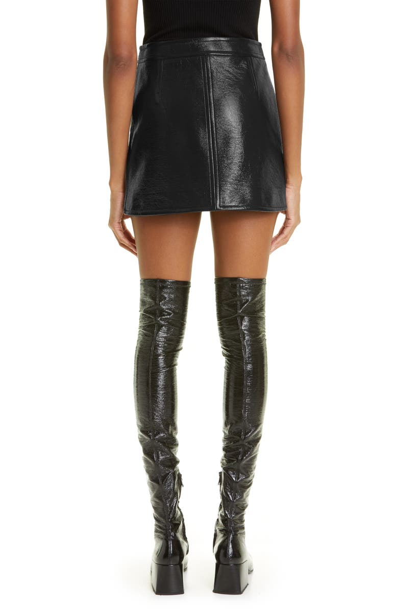 Courrèges Re-Edition Vinyl Miniskirt, Alternate, color, Black