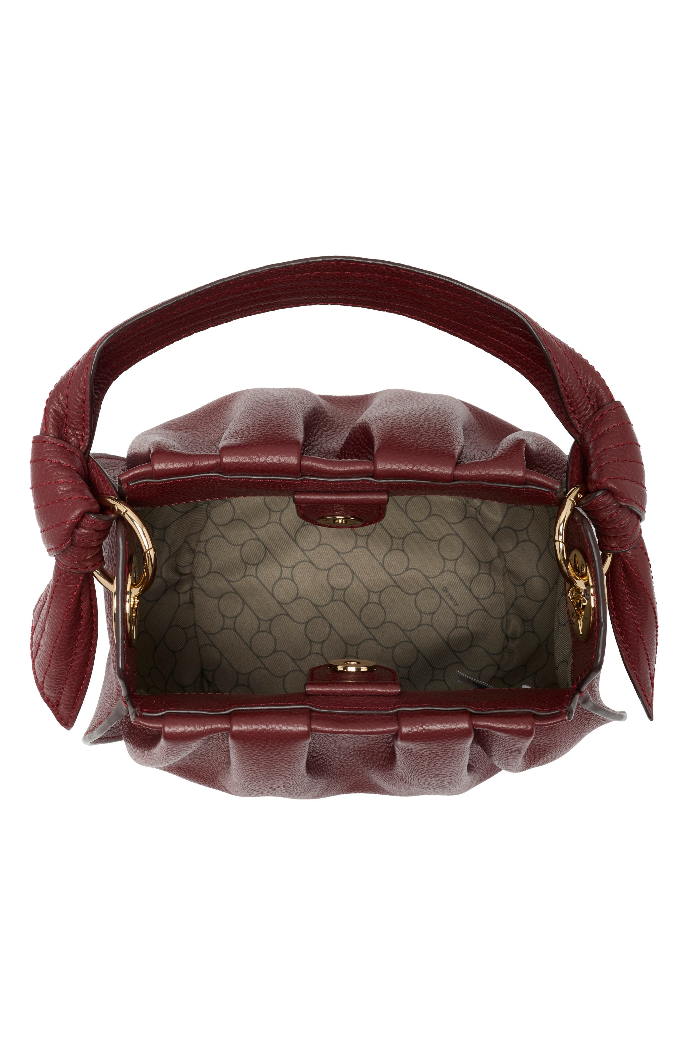 Selena Leather Bucket Bag, Alternate, color, MAROON