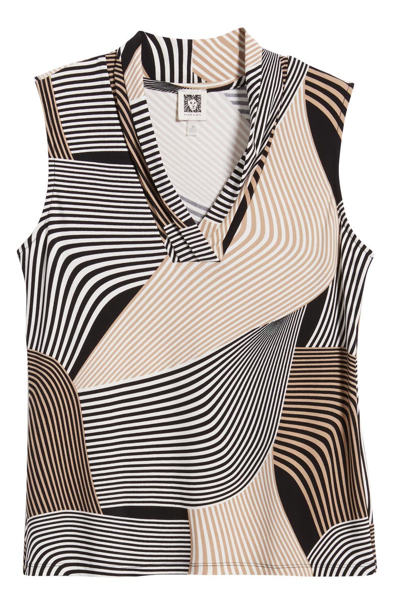Anne Klein Abstract Print Triple Pleat Sleeveless Top, Alternate, color, 