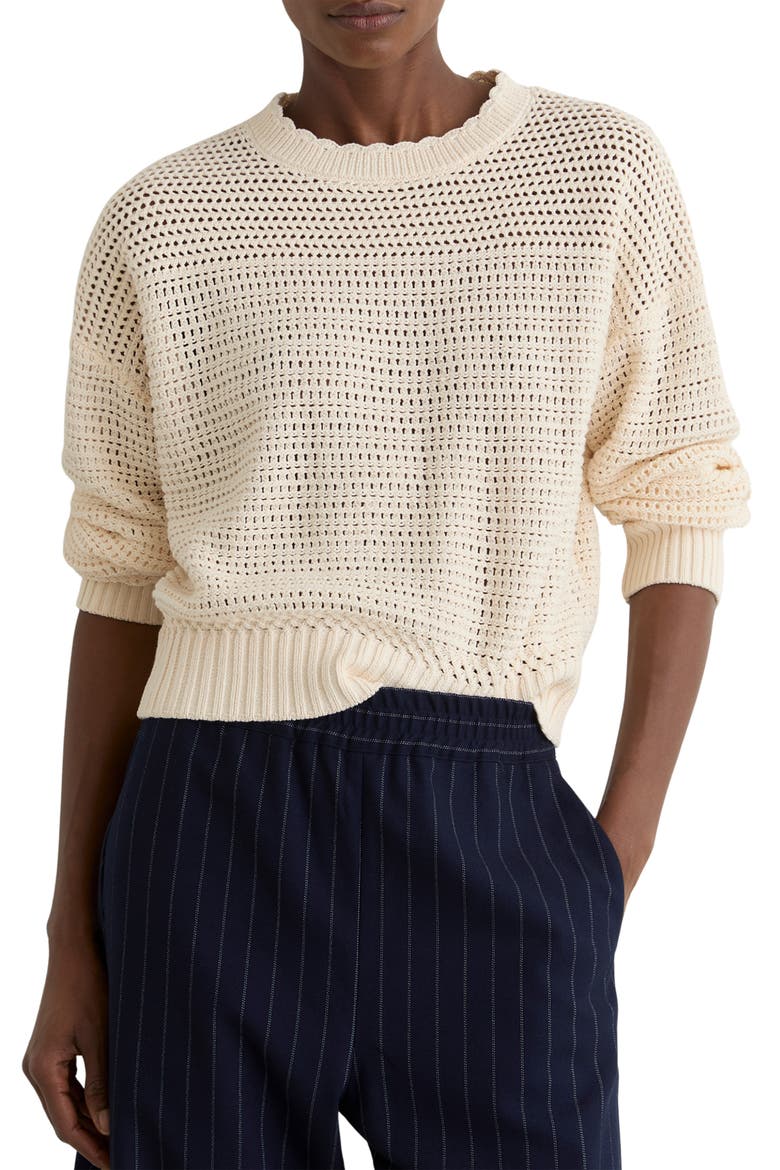 Bonnie Open Stitch Cotton Sweater, Main, color, NEUTRAL