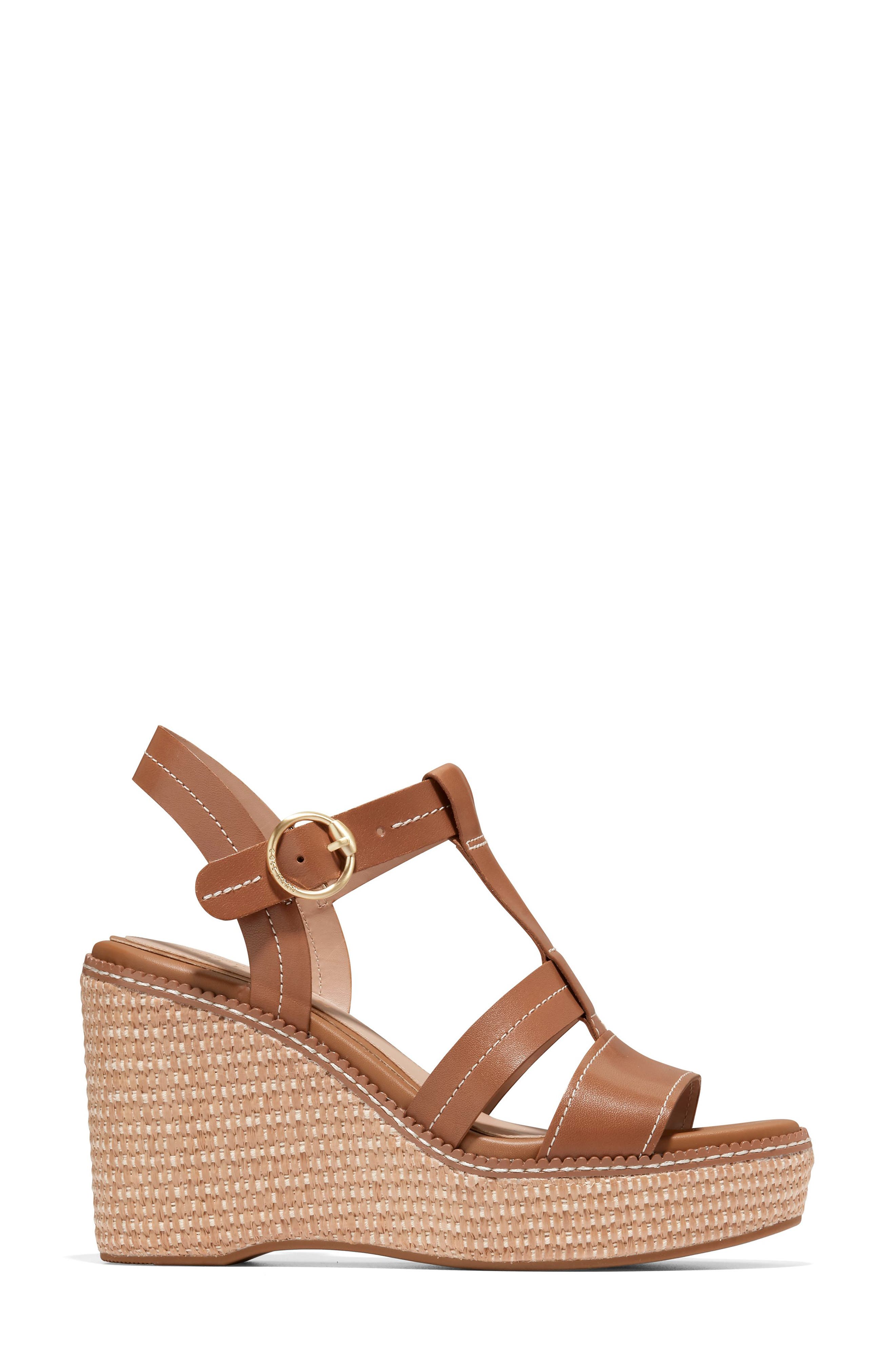 Cloudfeel Espadrille Wedge Sandal, Alternate, color, HONEY LEATHER/ NATURAL ROPE