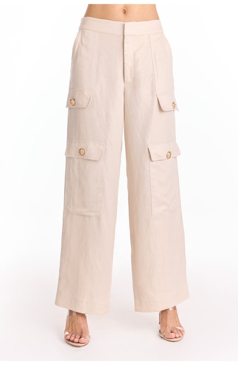 The Noli Shop Milan Linen Shimmer Cargo Pant, Alternate, color, Gilded Beige
