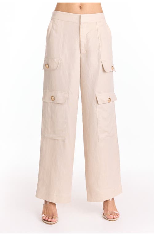 The Noli Shop Milan Linen Shimmer Cargo Pant In Neutral