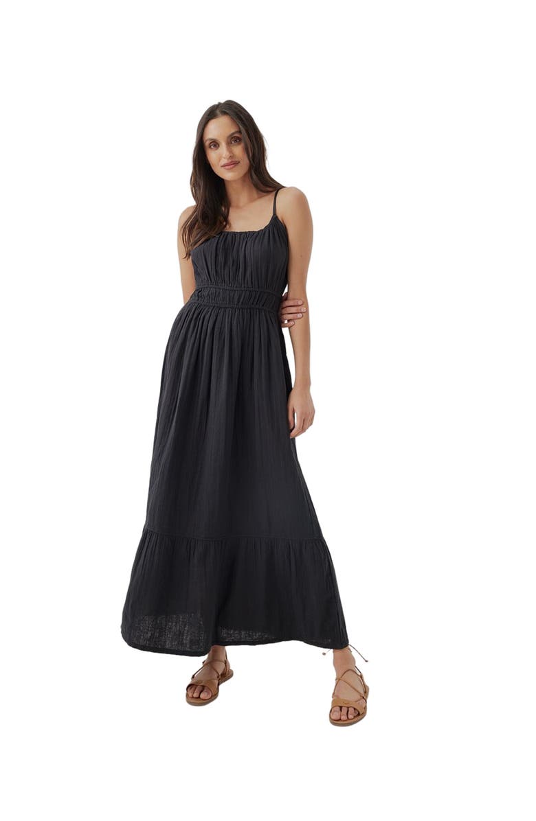 Pact Organic Cotton Coastal Double Gauze Cami Maxi Dress, Main, color, Black