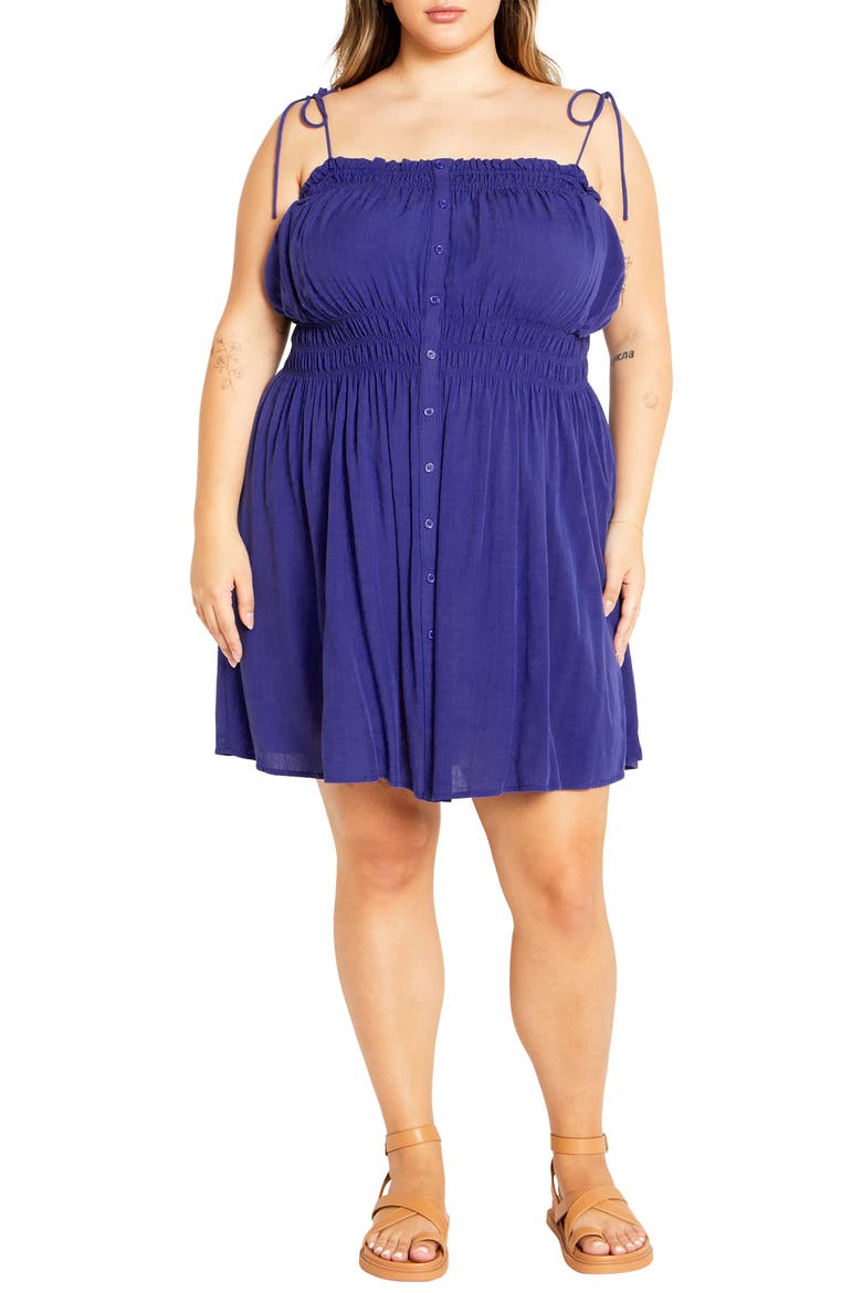 Lyla Tie Strap Fit & Flare Sundress, Main, color, OCEAN