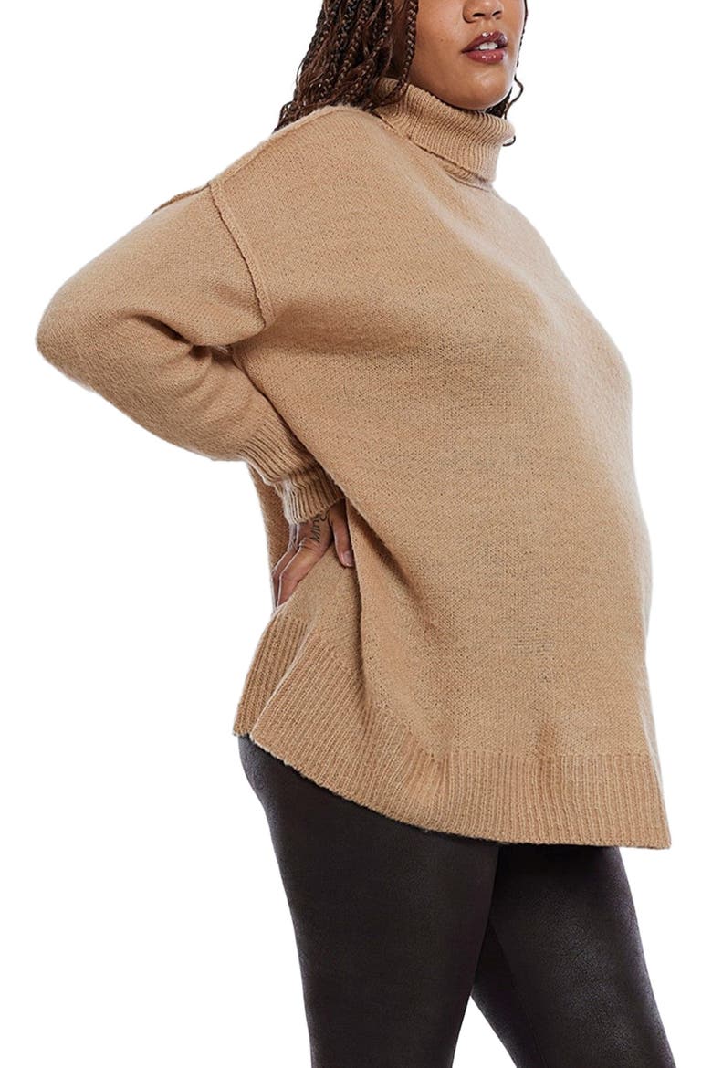 Turtleneck Long Sleeve Knit Maternity Sweater, Alternate, color, Brush