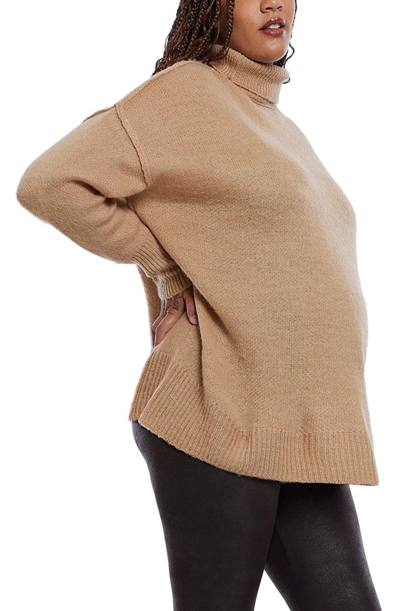 MOTHERHOOD MATERNITY Turtleneck Long Sleeve Knit Maternity Sweater, Alternate, color, Brush