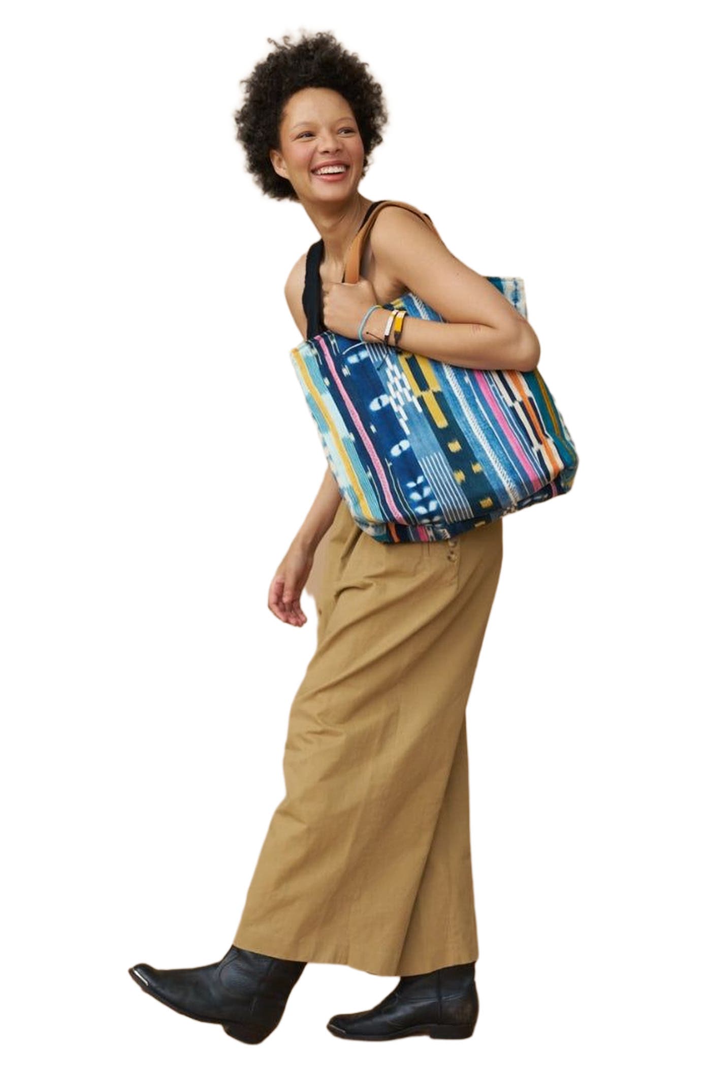 Ubuntu Life African Baule Cloth Tote Bag, Alternate, color, Blue