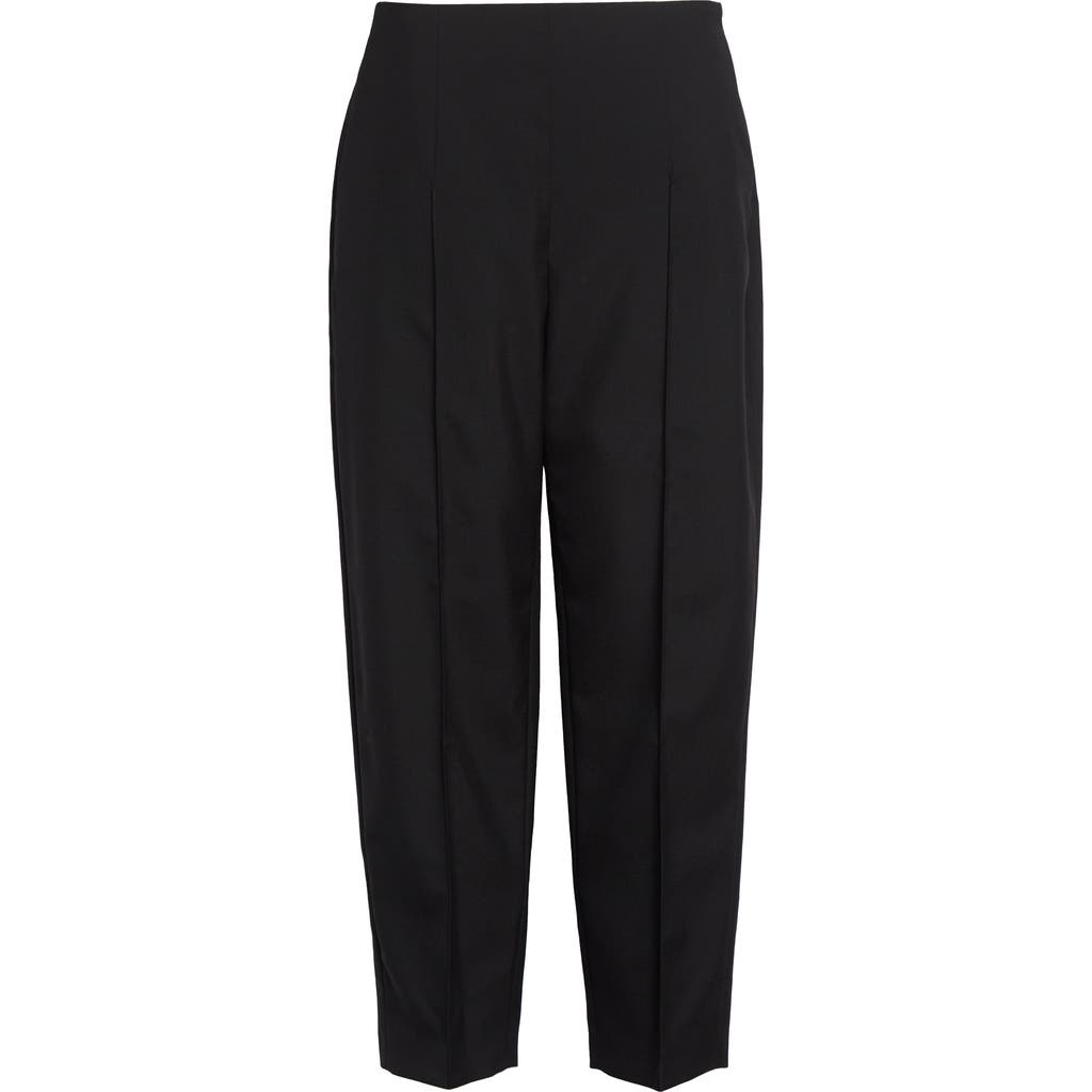 Marni Pintuck Tapered Straight Leg Virgin Wool Pants In Black