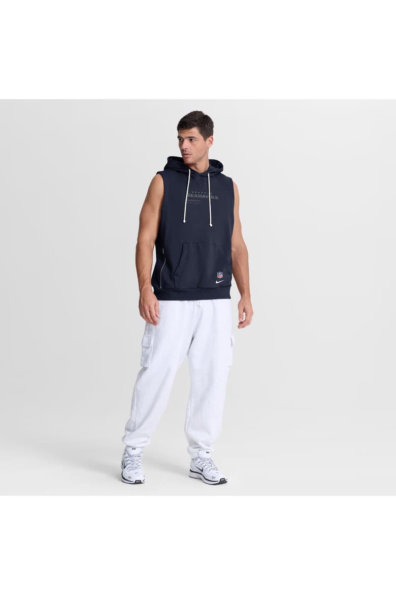 Men's Nike College Navy Seattle Seahawks Sideline Standard Issue Dri-FIT Sleeveless Hoodie, Alternate, color, College Navy