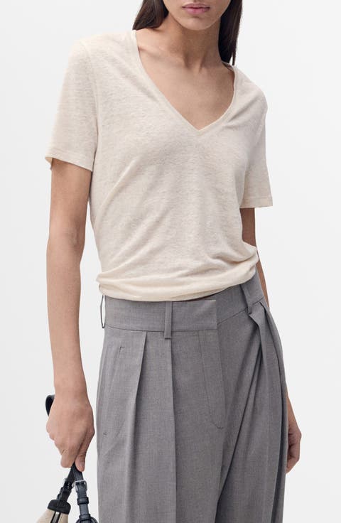 V-Neck Linen T-Shirt