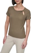 DKNY Twist Neck Rib T-Shirt