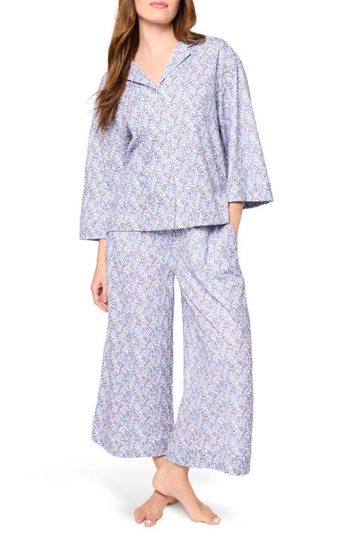 Petite Plume Olivia Wide Leg Pima Cotton Pajamas In Blue