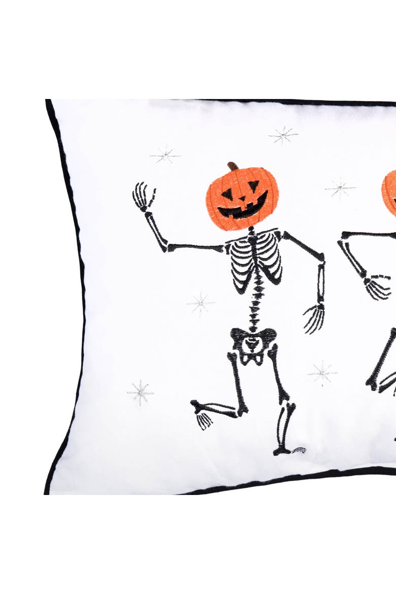 Pumpkin Skeletion Trio Halloween Lumbar Accent Pillow, Alternate, color, Orange
