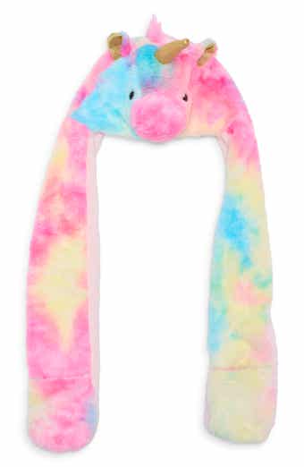 Tie Dye Unicorn Hooded Faux Fur Scarf