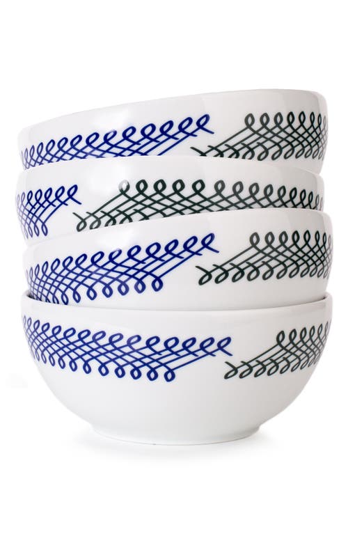 Misette Set Of 4 Porcelain Cereal Bowls In Blue/green