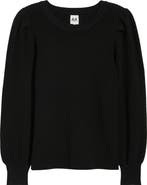 AK ANNE KLEIN Pleat Sleeve Crewneck Sweater