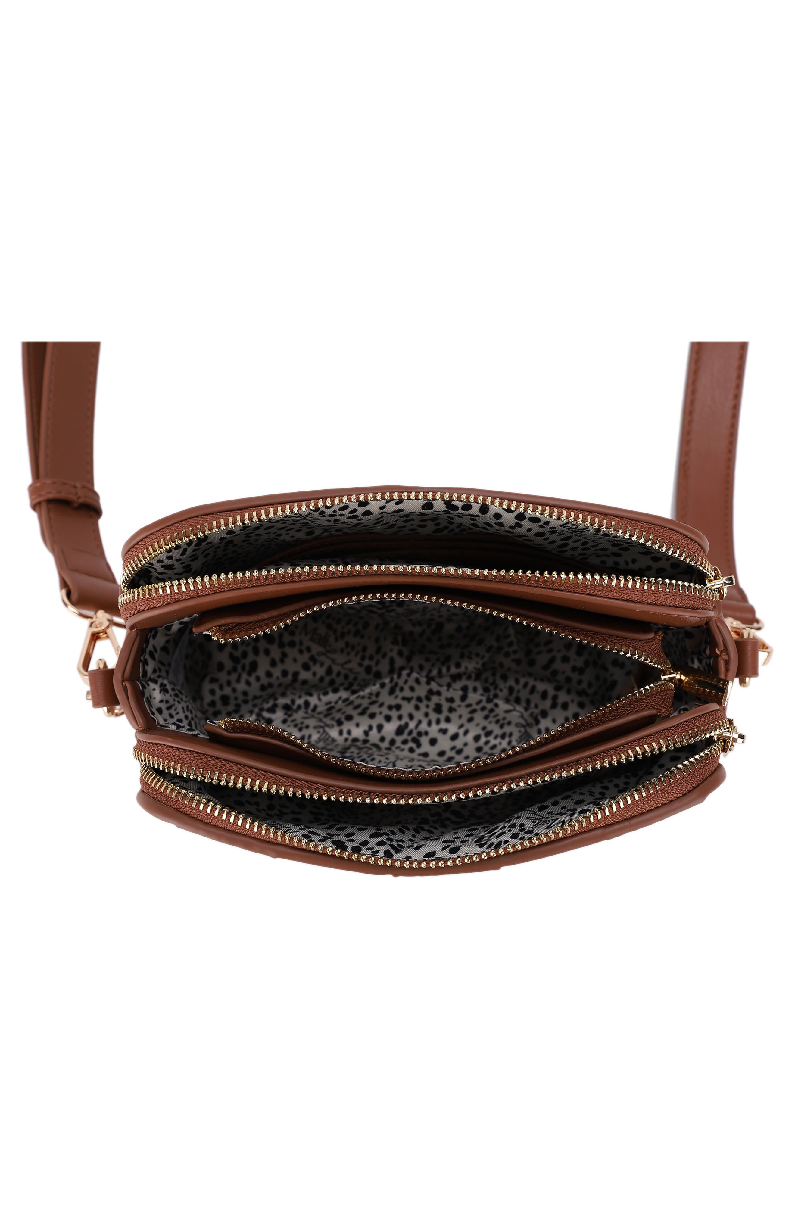 Nora Woven Faux Leather Crossbody Bag, Alternate, color, WARM BROWN