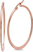 STEELTIME 18K Rose Gold Plated Crystal Hoop Earrings