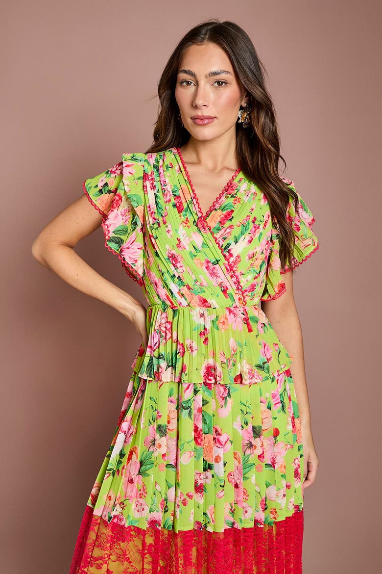 Lace Wrap Midi Dress, Alternate, color, Green