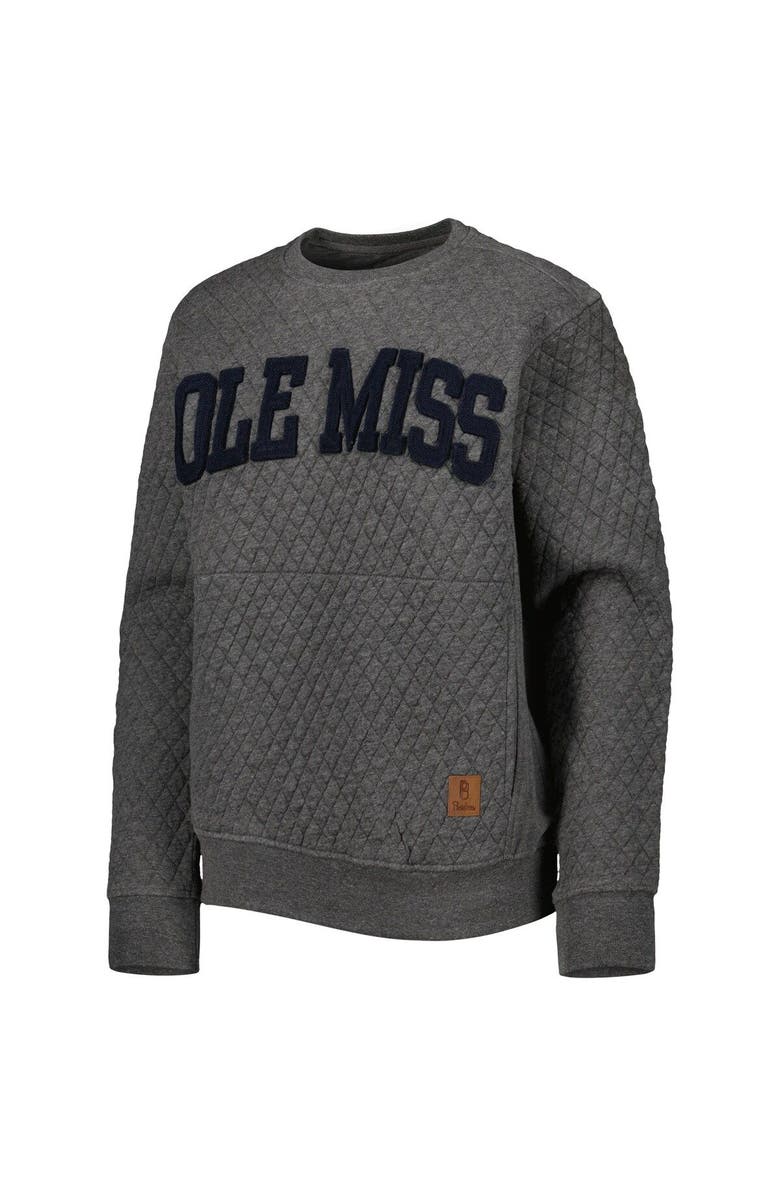 PRESSBOX Women's Pressbox Heather Charcoal Ole Miss Rebels Moose Quilted Pullover Sweatshirt, Alternate, color, Heather Charcoal