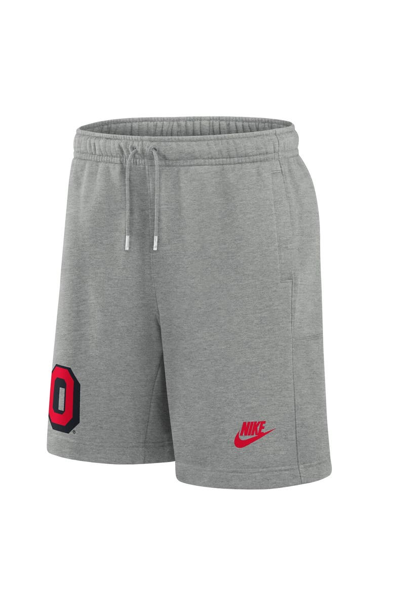 Nike Men's Nike Heather Gray Ohio State Buckeyes Legacy Essential Fleece Shorts, Alternate, color, 