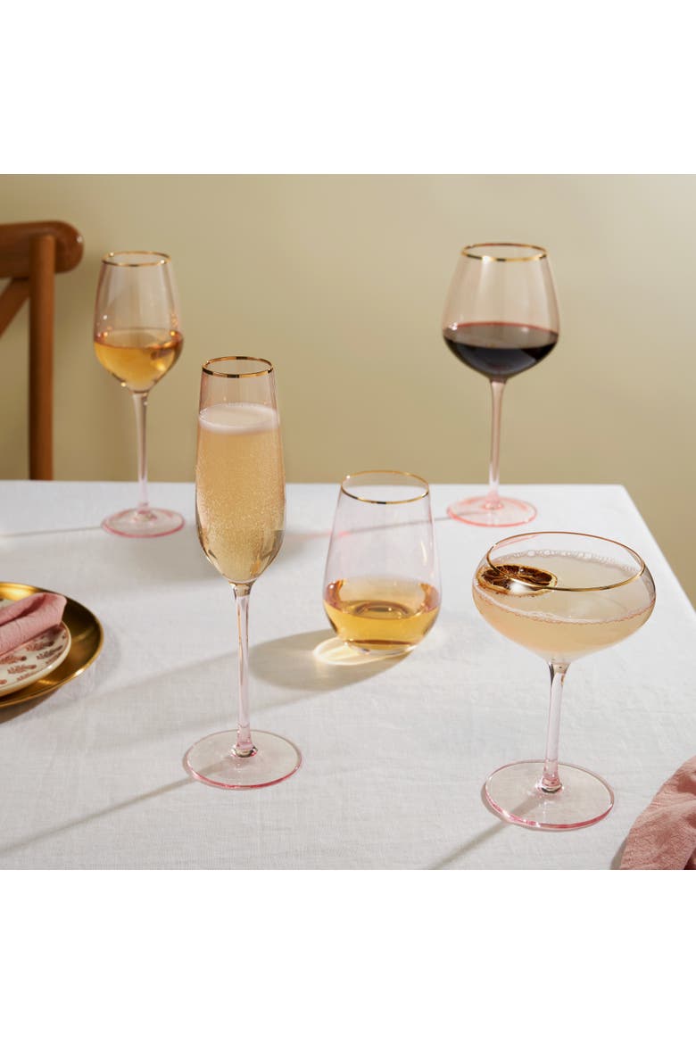 Rose Crystal Coupe Glasses Set of 2, Alternate, color, Pink