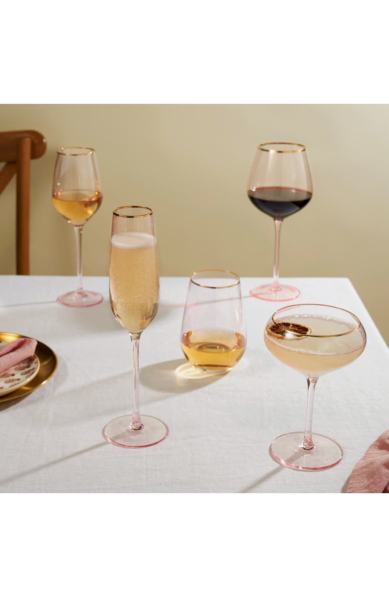 TWINE Rose Crystal Coupe Glasses Set of 2, Alternate, color, Pink