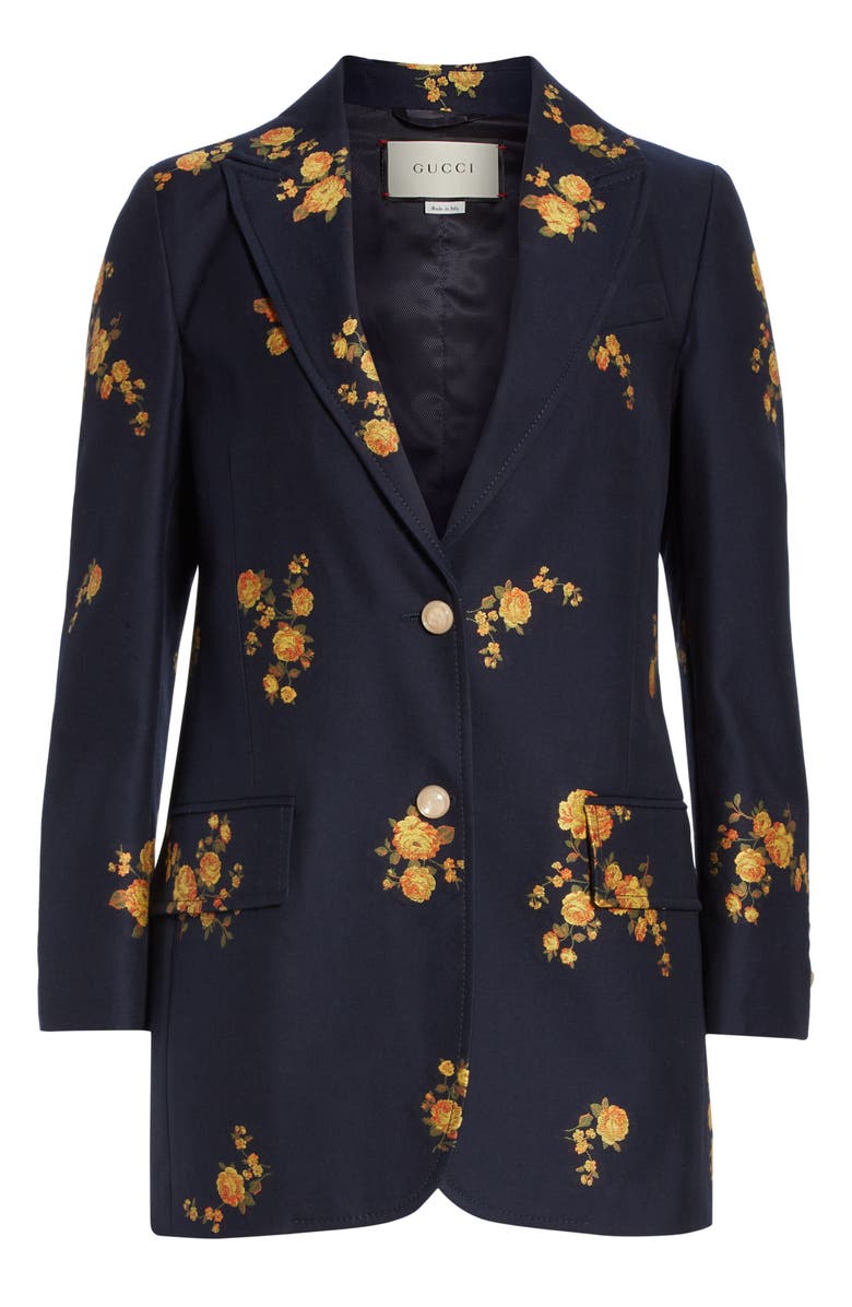 Gucci Camellia Fil Coupé Cotton & Wool Jacket, Alternate, color, 